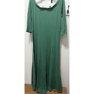 Free People FP Beach Long Maxi Dress Size Large Green Dress Boho 3/4 inch sleeve